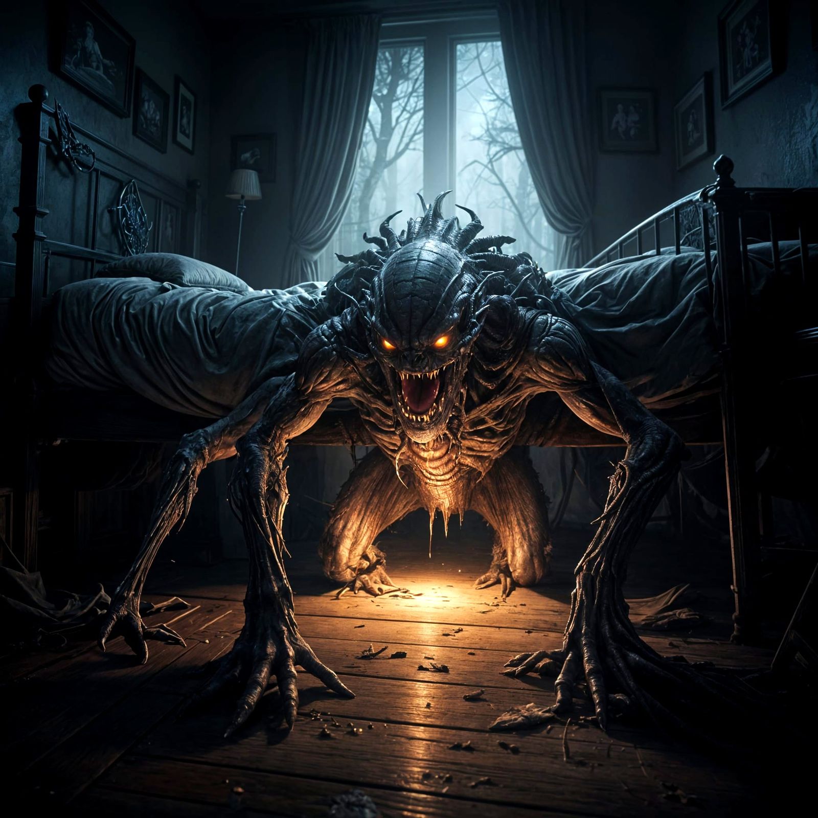 Ethereal Ghoulish Monster Emerges from Shadows