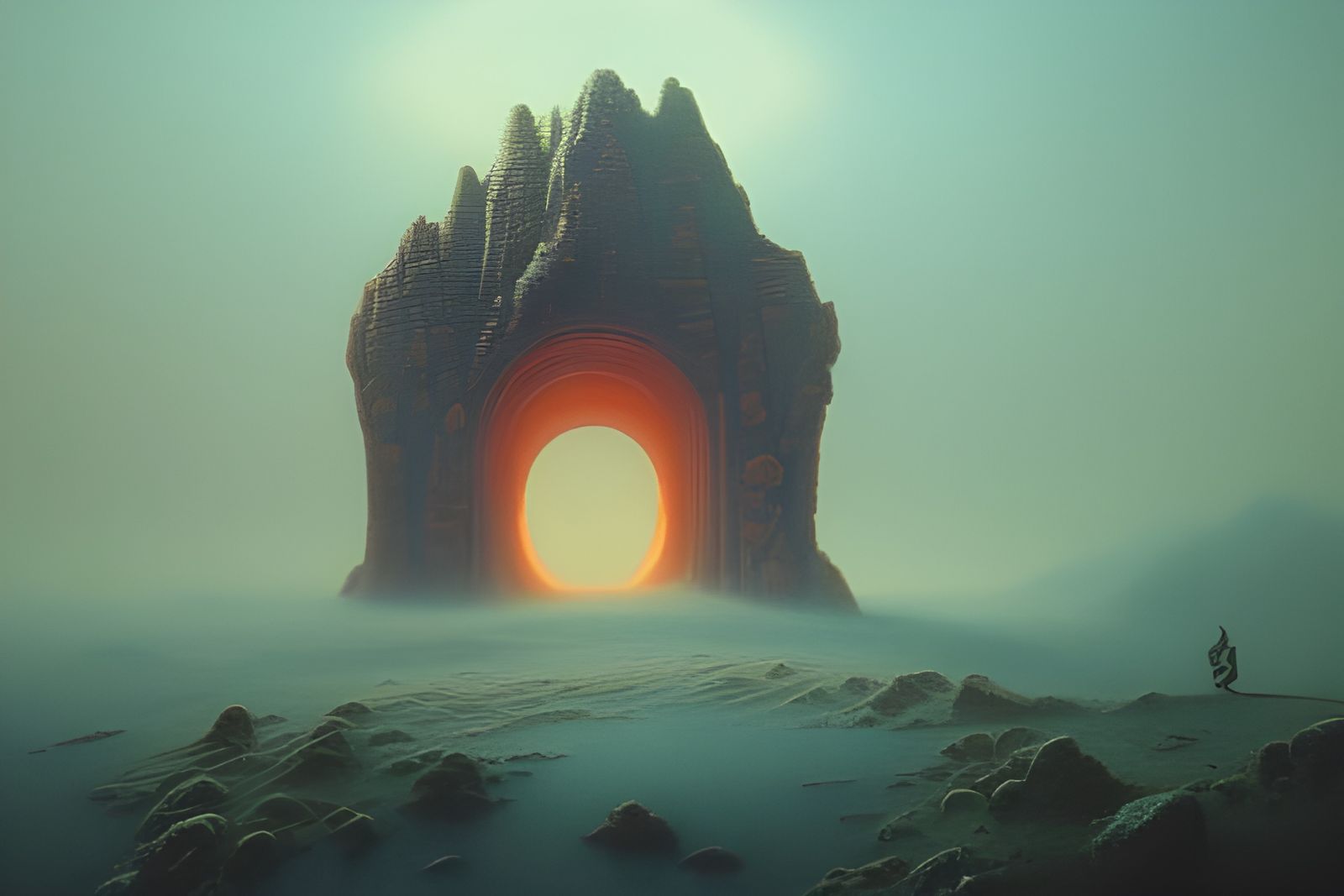 Teal and Orange Star Gate Digital Painting