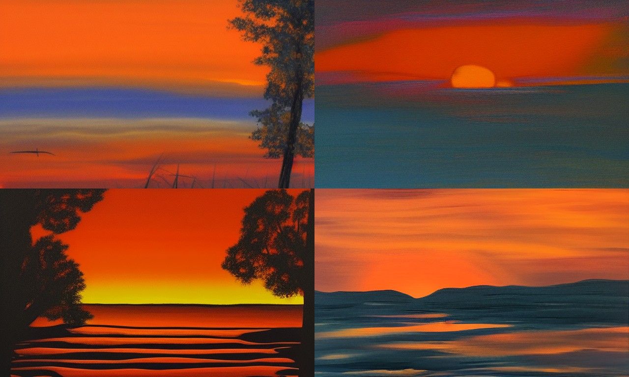 Vibrant Orange Sky Digital Rendering