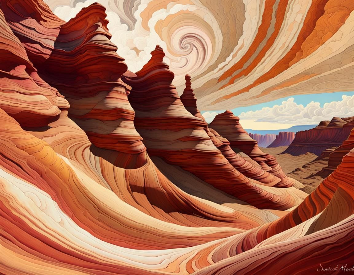 Aesthetic Desert Canyon in Art Nouveau Style