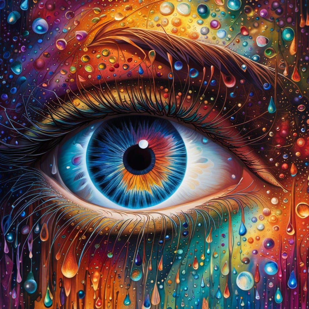 Eye Radiating Cosmic Colors as Digital Art