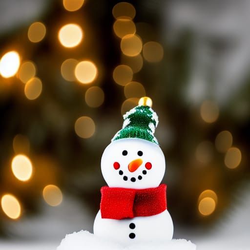 Snowglobe Scene with Christmas Tree and Snowman