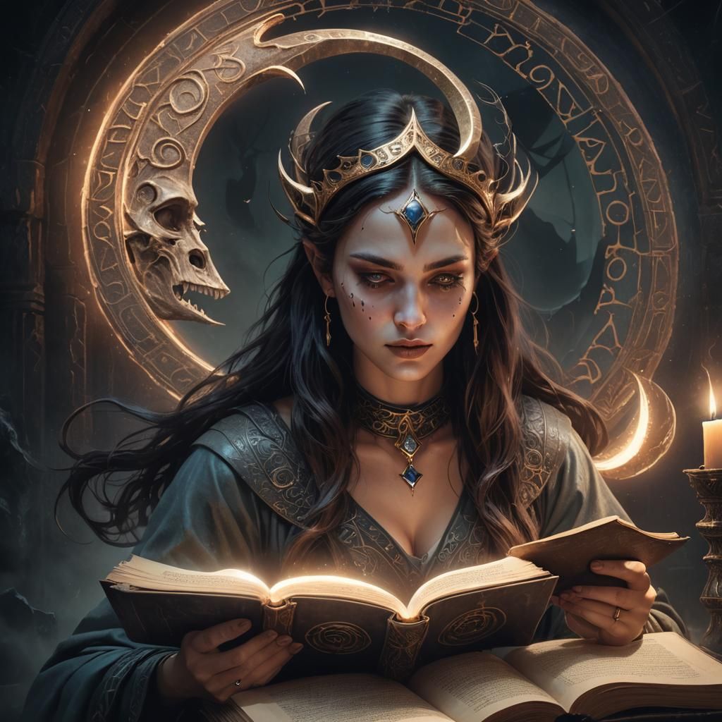 Mystical Moon Reader in Surrealist Fantasy Style