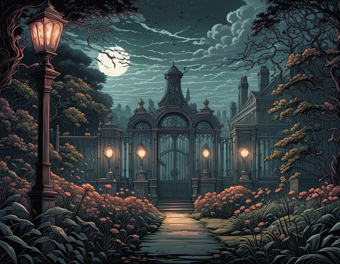 Eerie Victorian Garden Art in Macabre Style