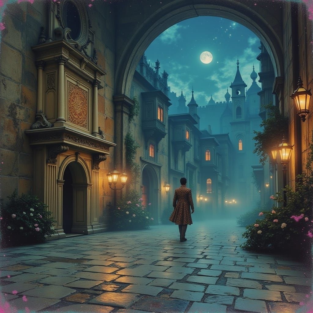 Misty Medieval Man in Auroracore Alien Town