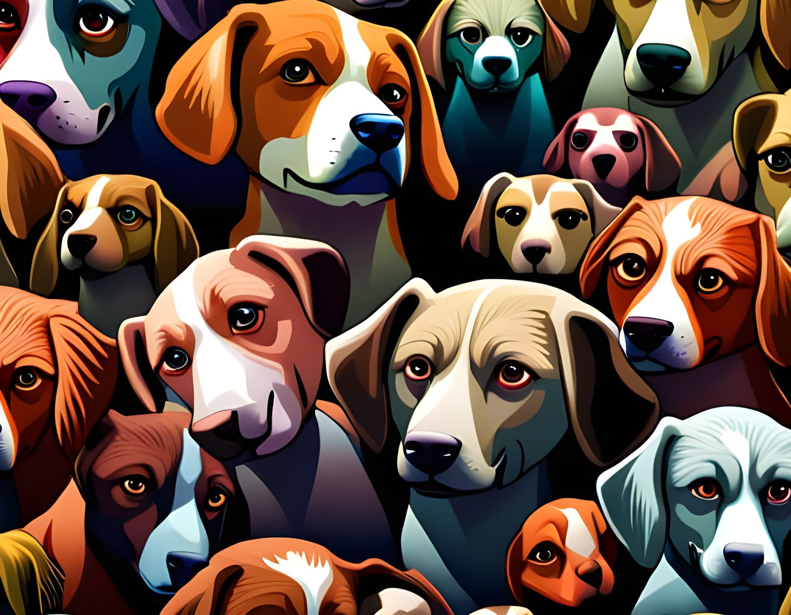 Detailed Seamless Dog Pattern in Linen Print Style