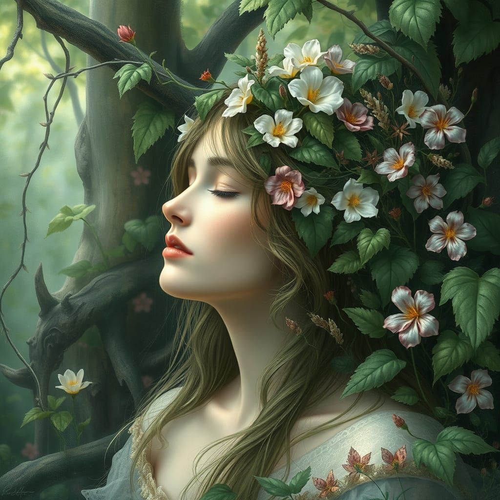 Enchanted Forest Goddess in Dreamlike Style