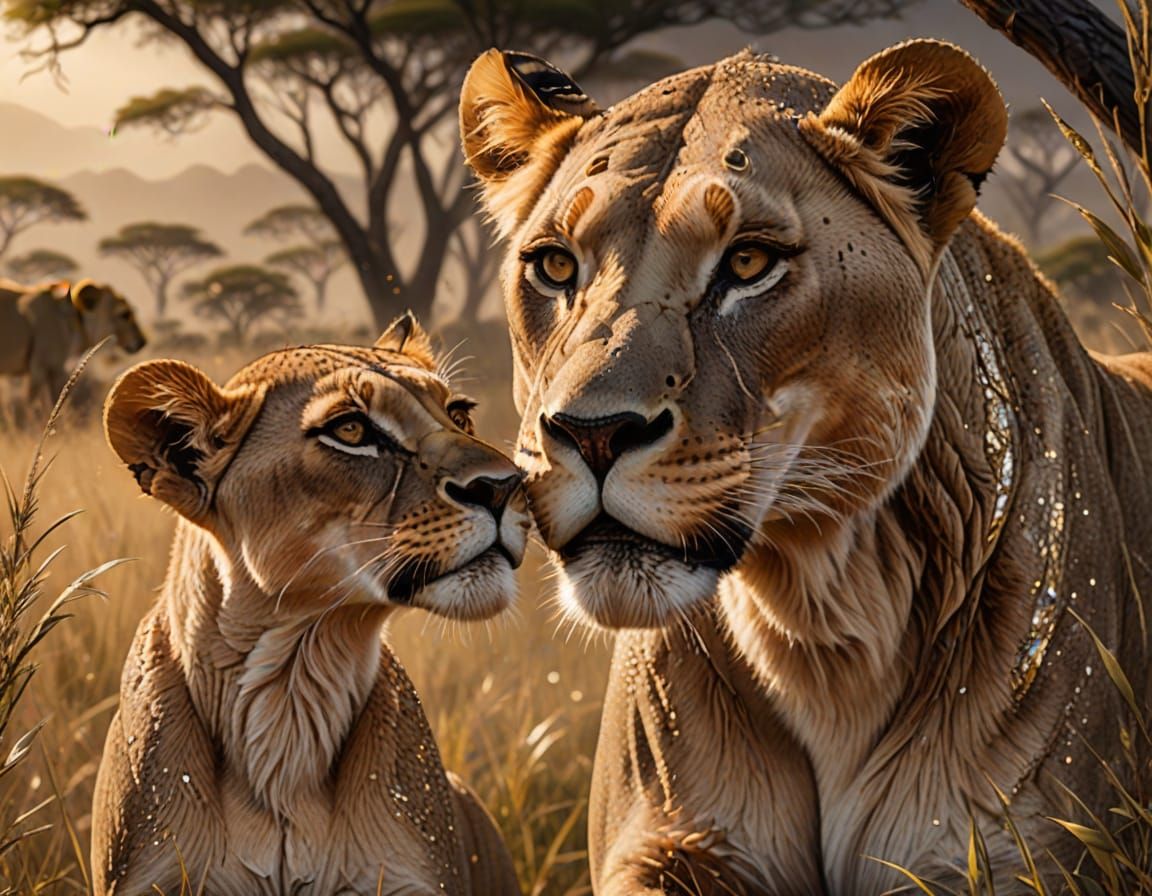 Elegant Lioness Carries Cub Through Serengeti in High-Detail...