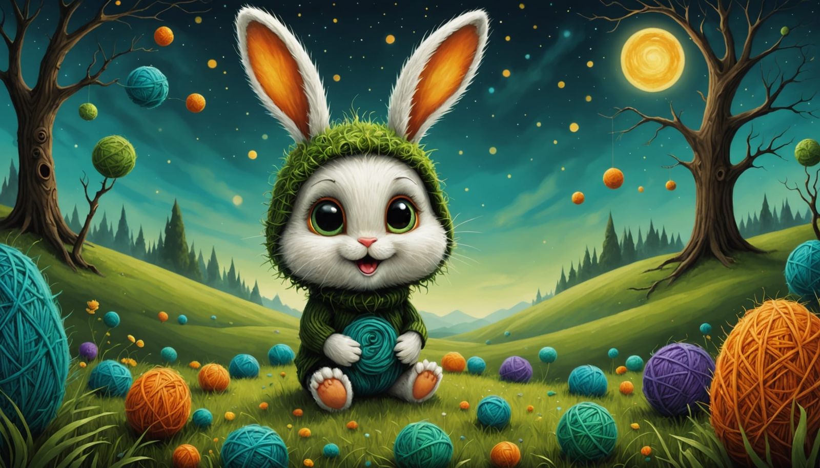 Laughing Bunny with Mohawk in Burtonesque Style