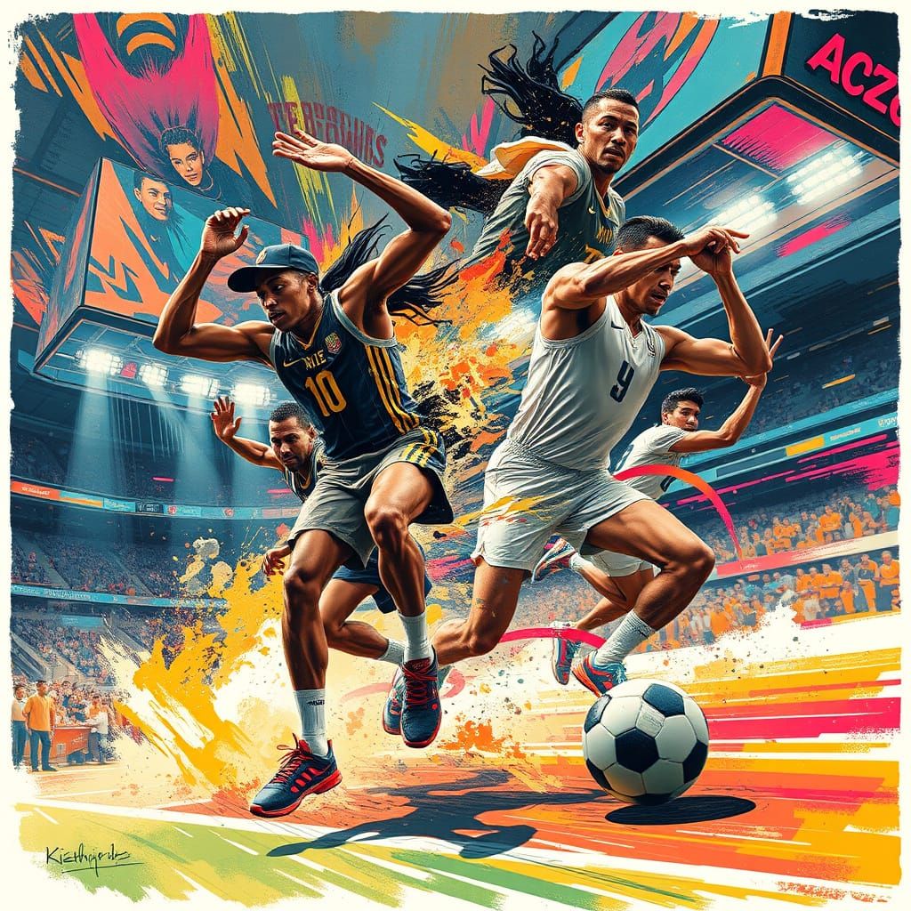 Athletes in High-Energy Action Scene