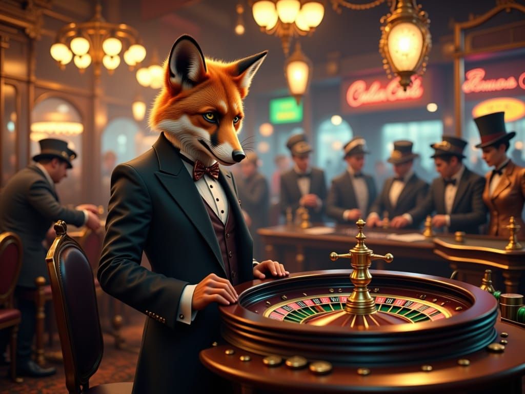 Mr. Fox at the Casino in Steampunk Style