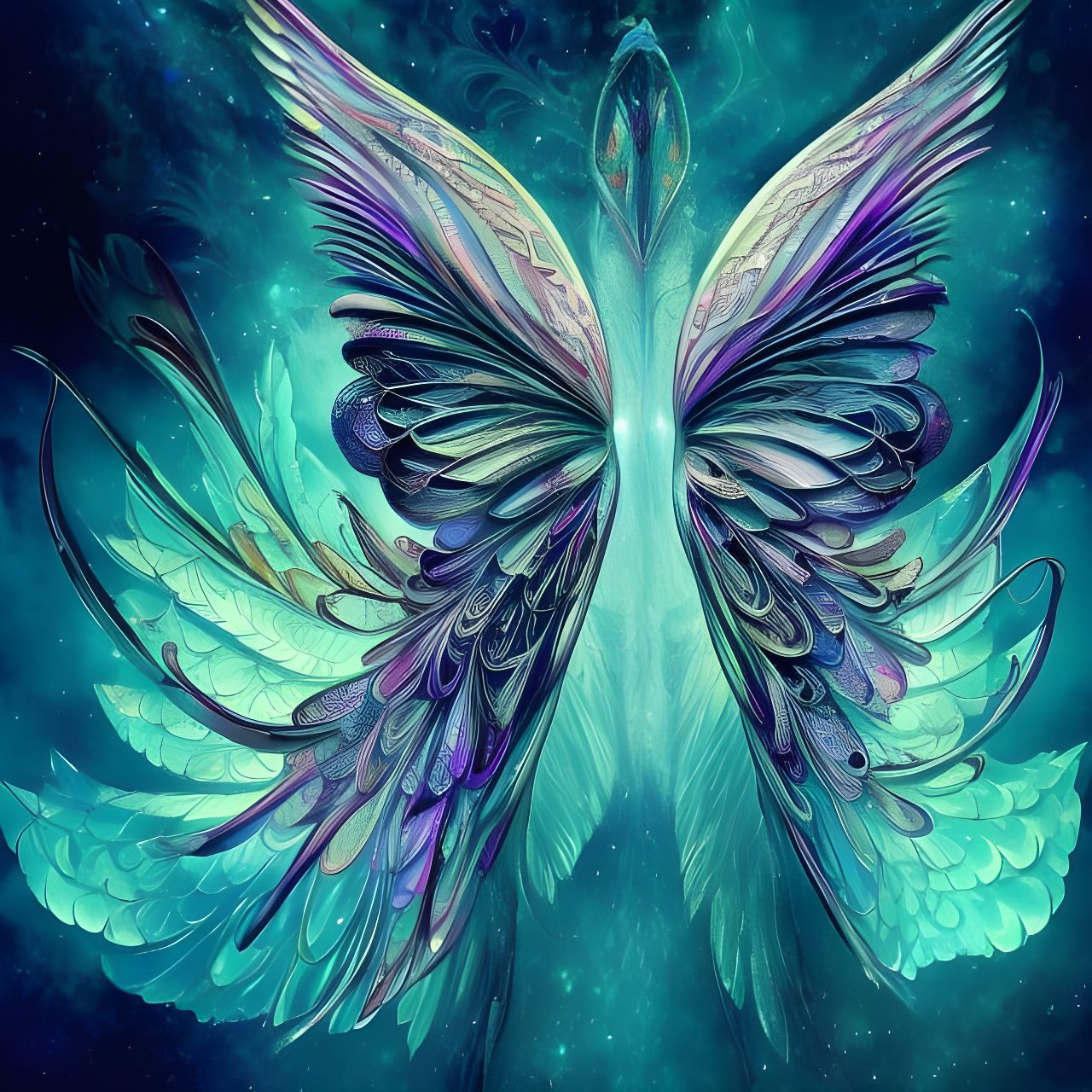Mythical Butterfly with Fractal Wings in Digital Art