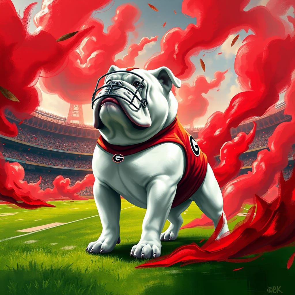 Georgia Bulldogs Mascot Art in Fantasy Style