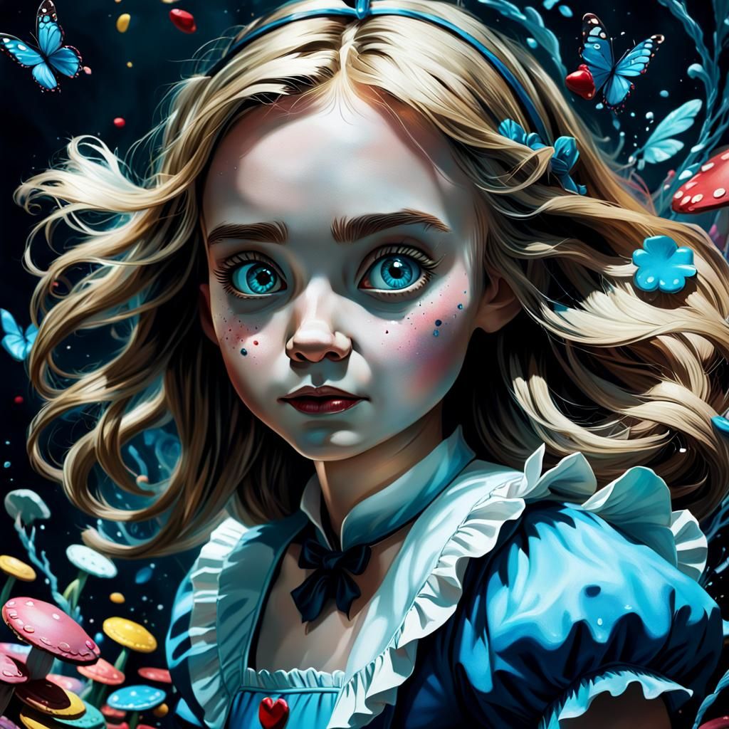 Dark Disney Alice in Wonderland: Hyperrealistic Concept Art
