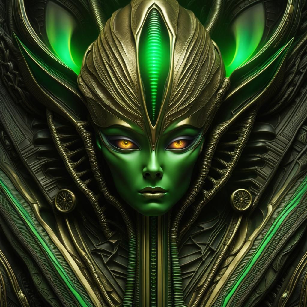 Alien Archangel with Cosmic Power in Dark Pastel