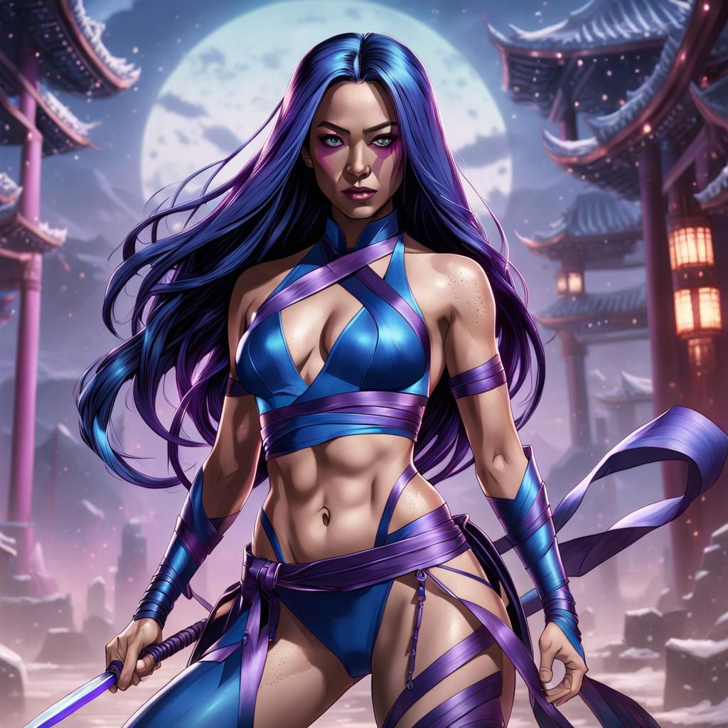 Psylocke in Blue Symbiote Suit, Fantasy Art