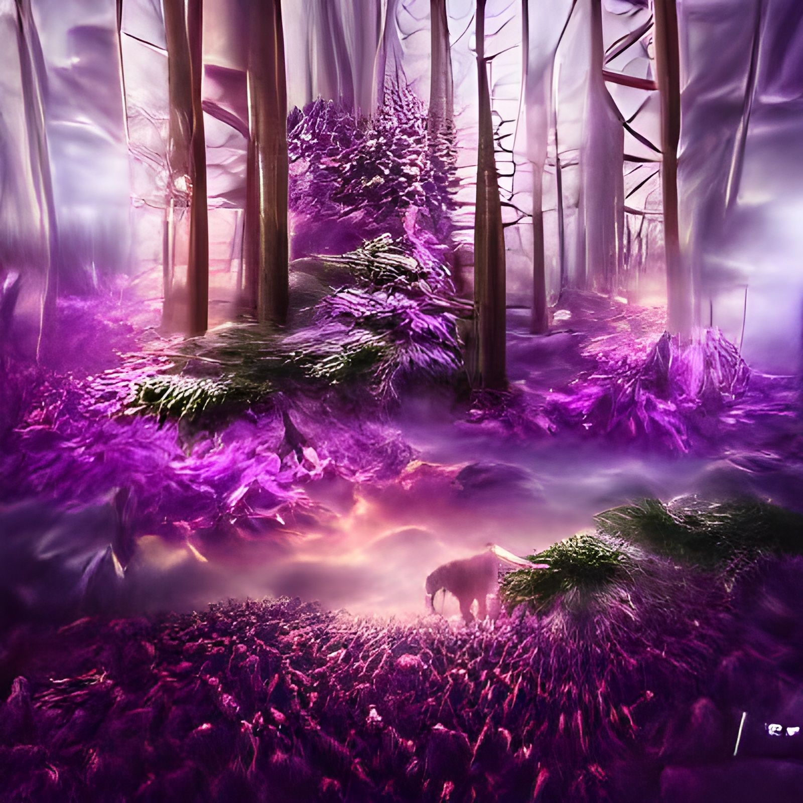 Purple Forest 8K 3D 8k resolution beautiful digital illustration HDR matte painting