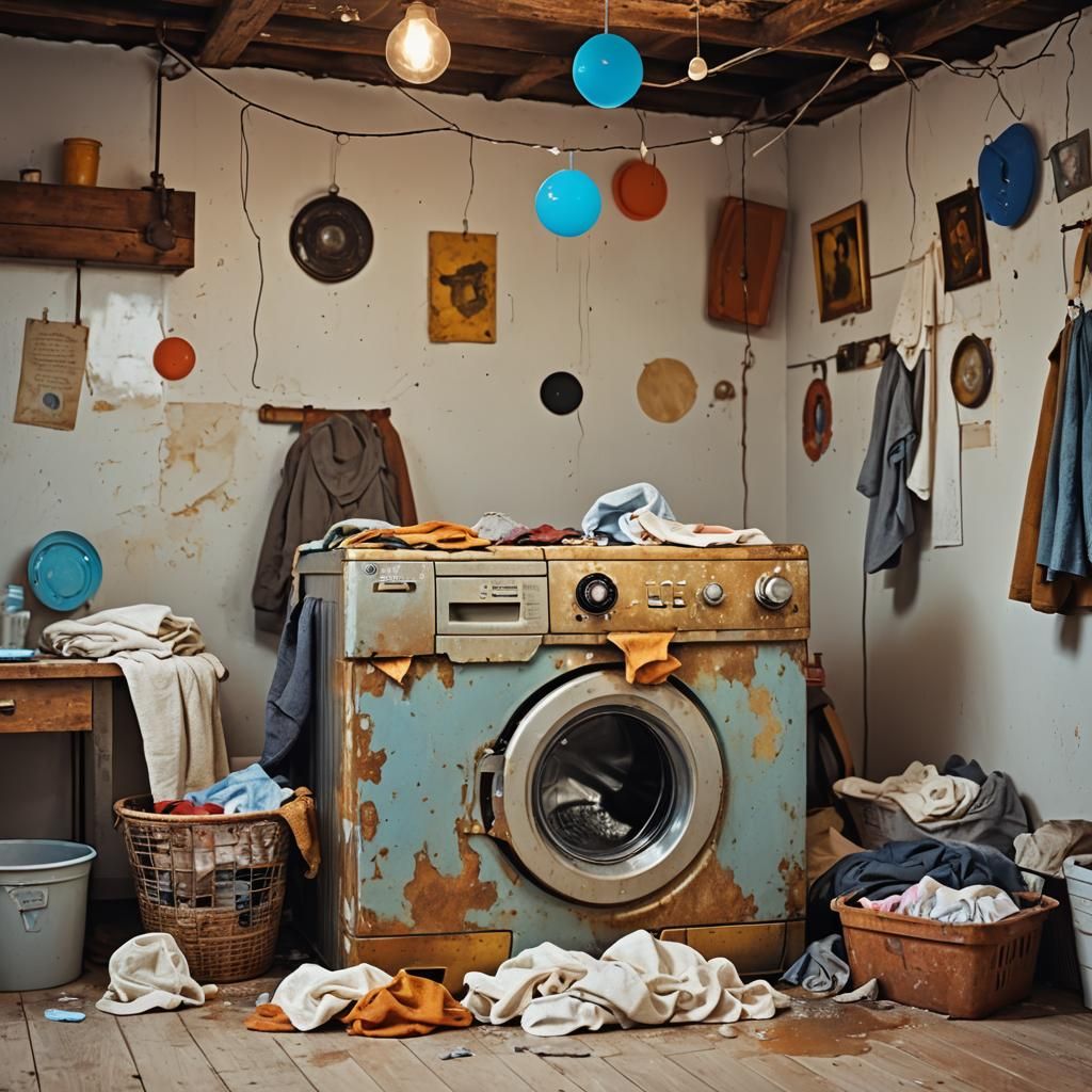 Washing Machine Dream: A Surrealist Storybook Illustration
