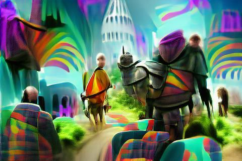 Colorful Digital Illustration of Trip at Knight Concept