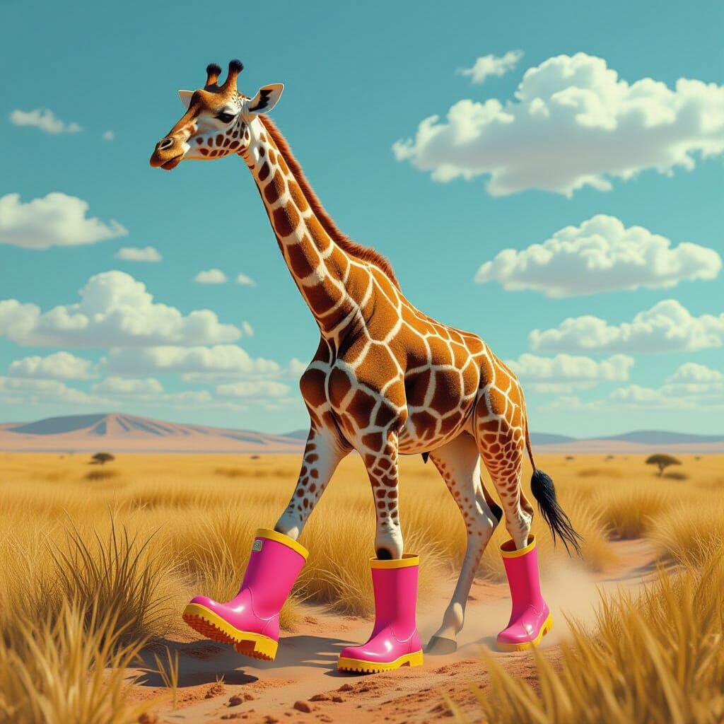 Giraffe with Pink Boots
