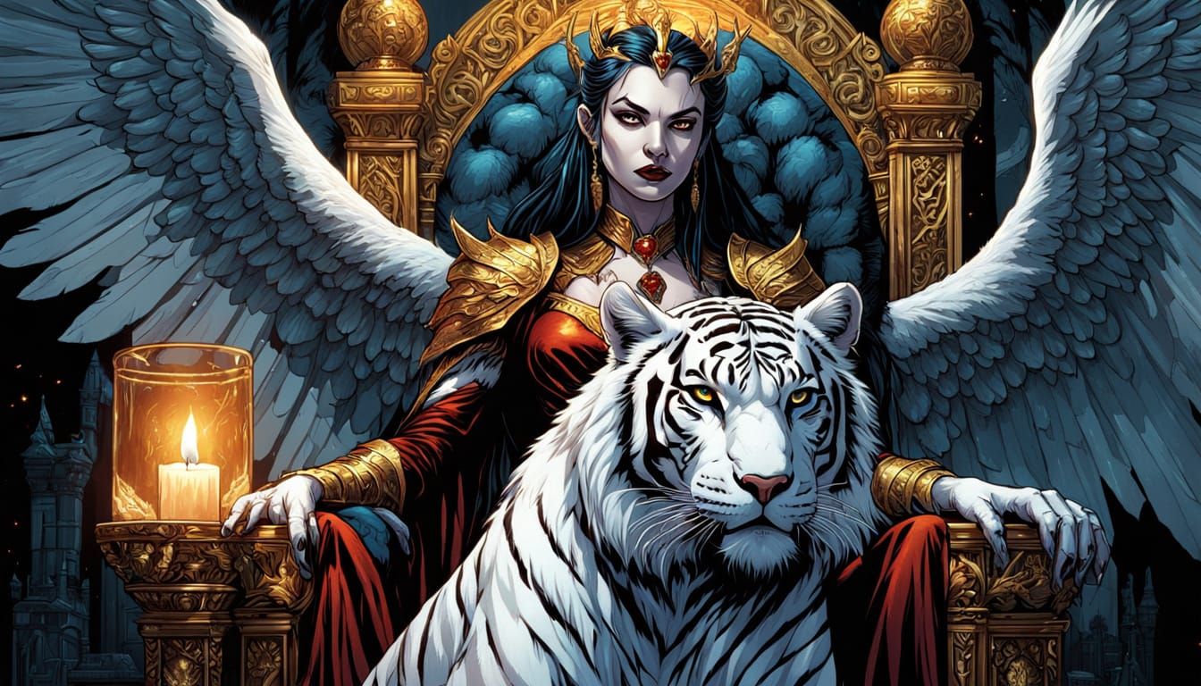 Vampire Queen with Eagle Wings in Comic Book Style