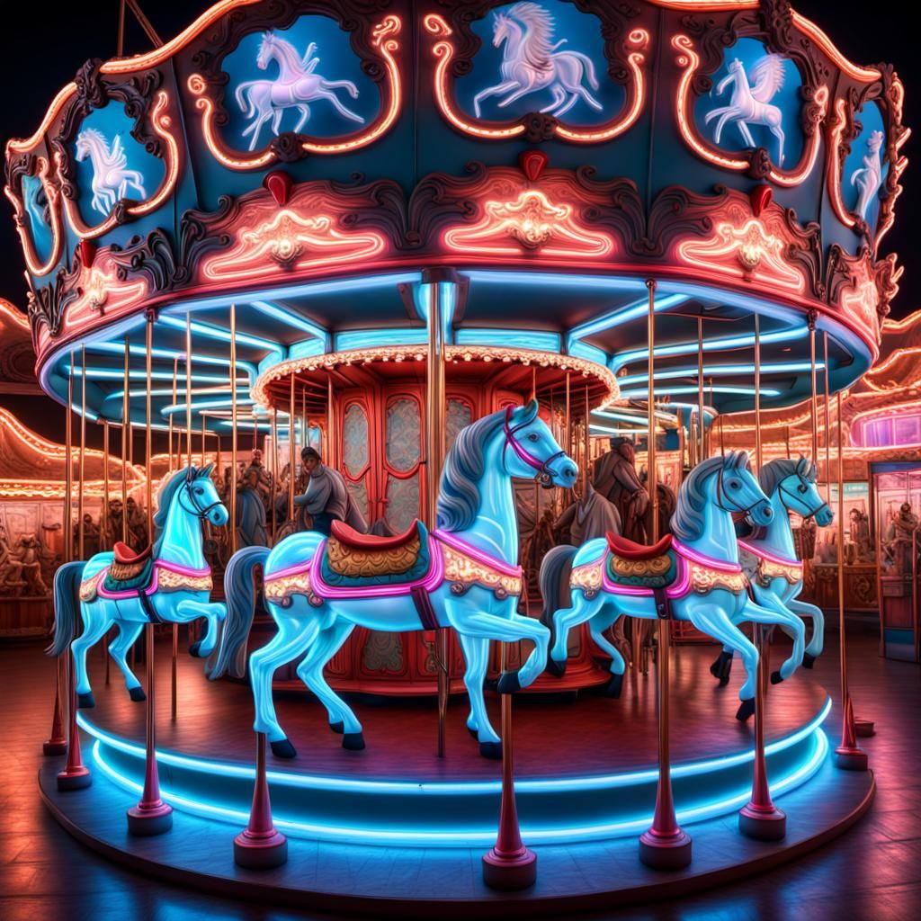 Neon Fantasy Carousel in 3D