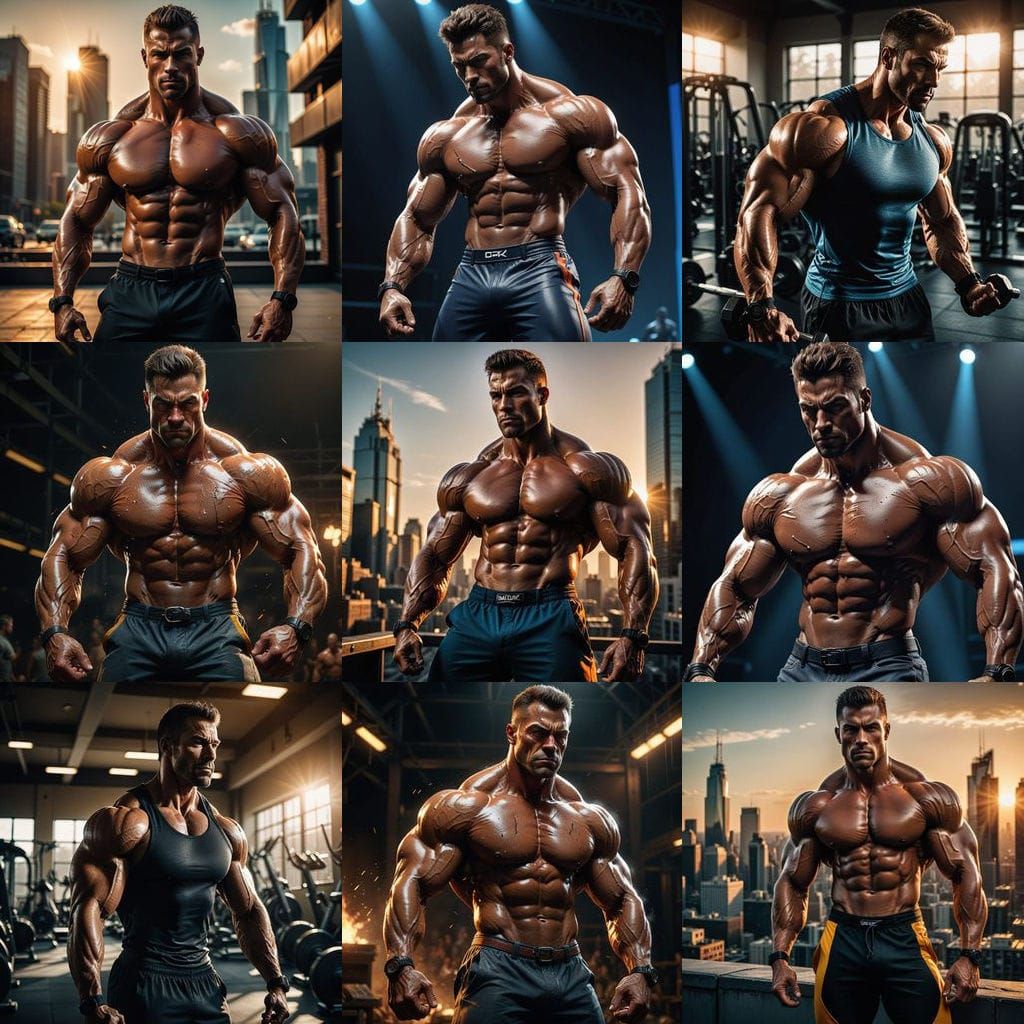 Muscled Athlete in Action