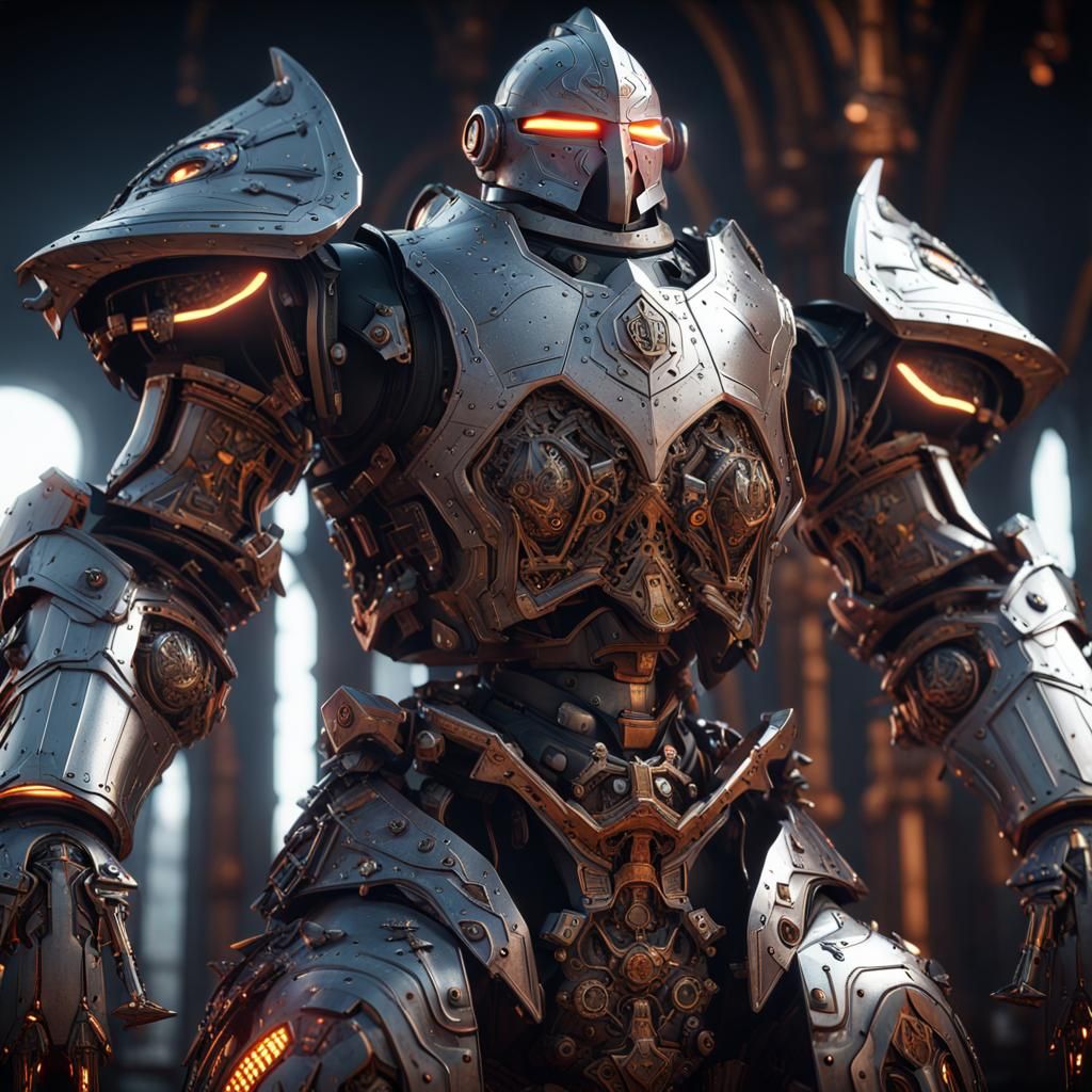 Futuristic Medieval Knight with Glowing Eyes