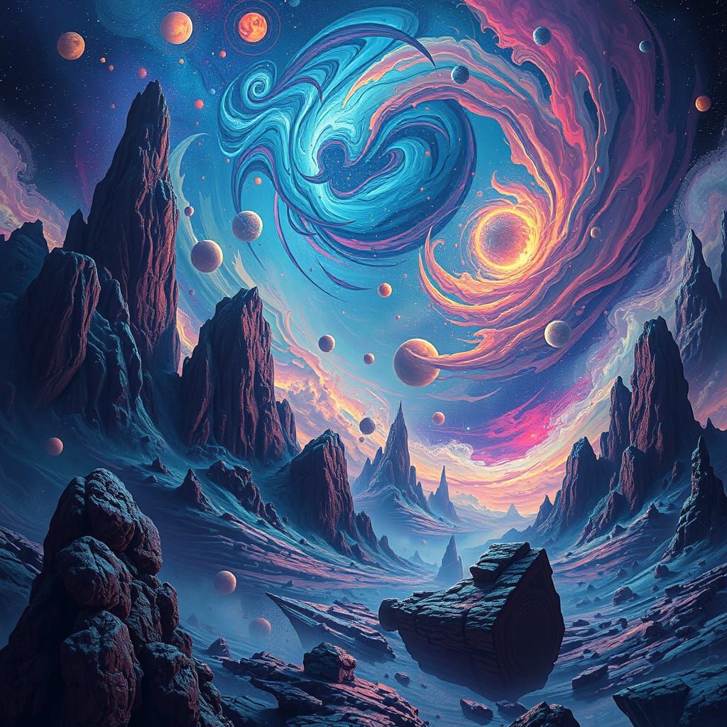 Surreal Cosmic Landscape Inspired by Mystical Realism