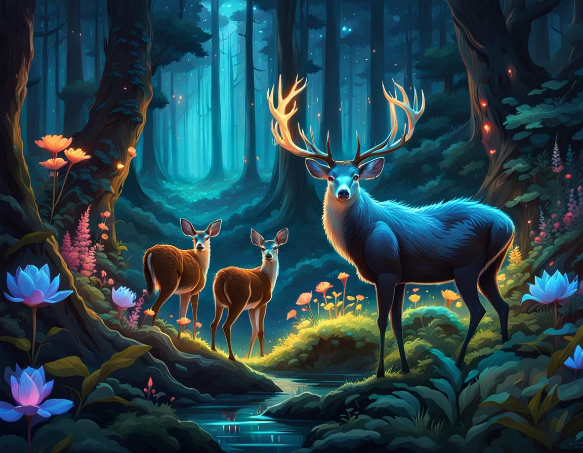 Bioluminescent Enchanted Forest Concept Art