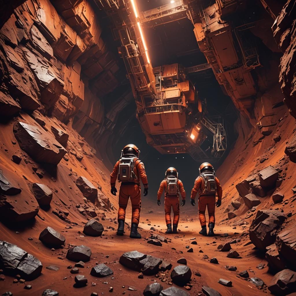 Sci-Fi Astronauts Explore Martian Mineshaft