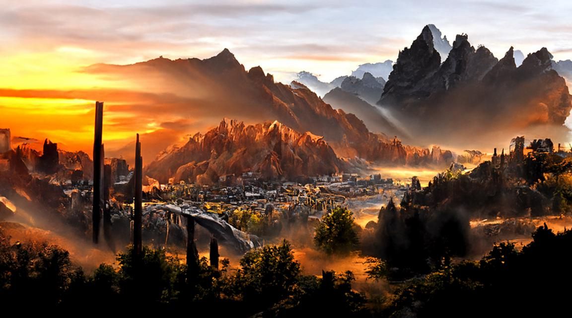 Valley Sunrise in Detailed Matte Painting