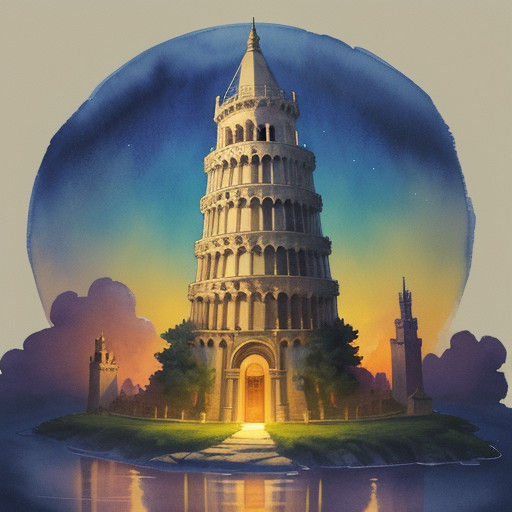 Whimsical Tower of Pisa Candle in Makoto Shinkai Watercolor....