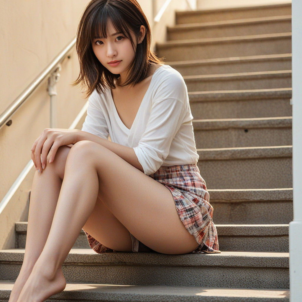 Japanese Actress in Soft Focus, Showcasing Legs in Close-up,...