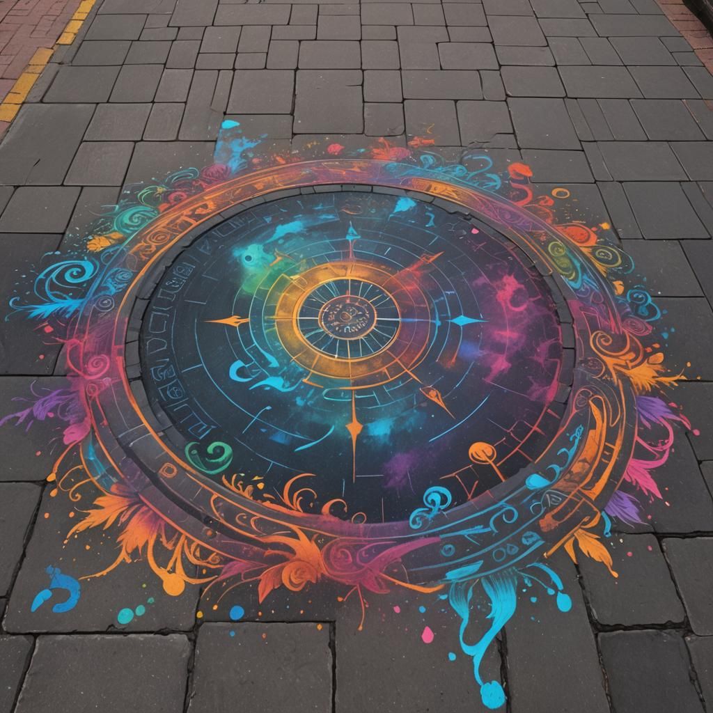 Sidewalk Chalk Art: Detailed Fantasy Concept