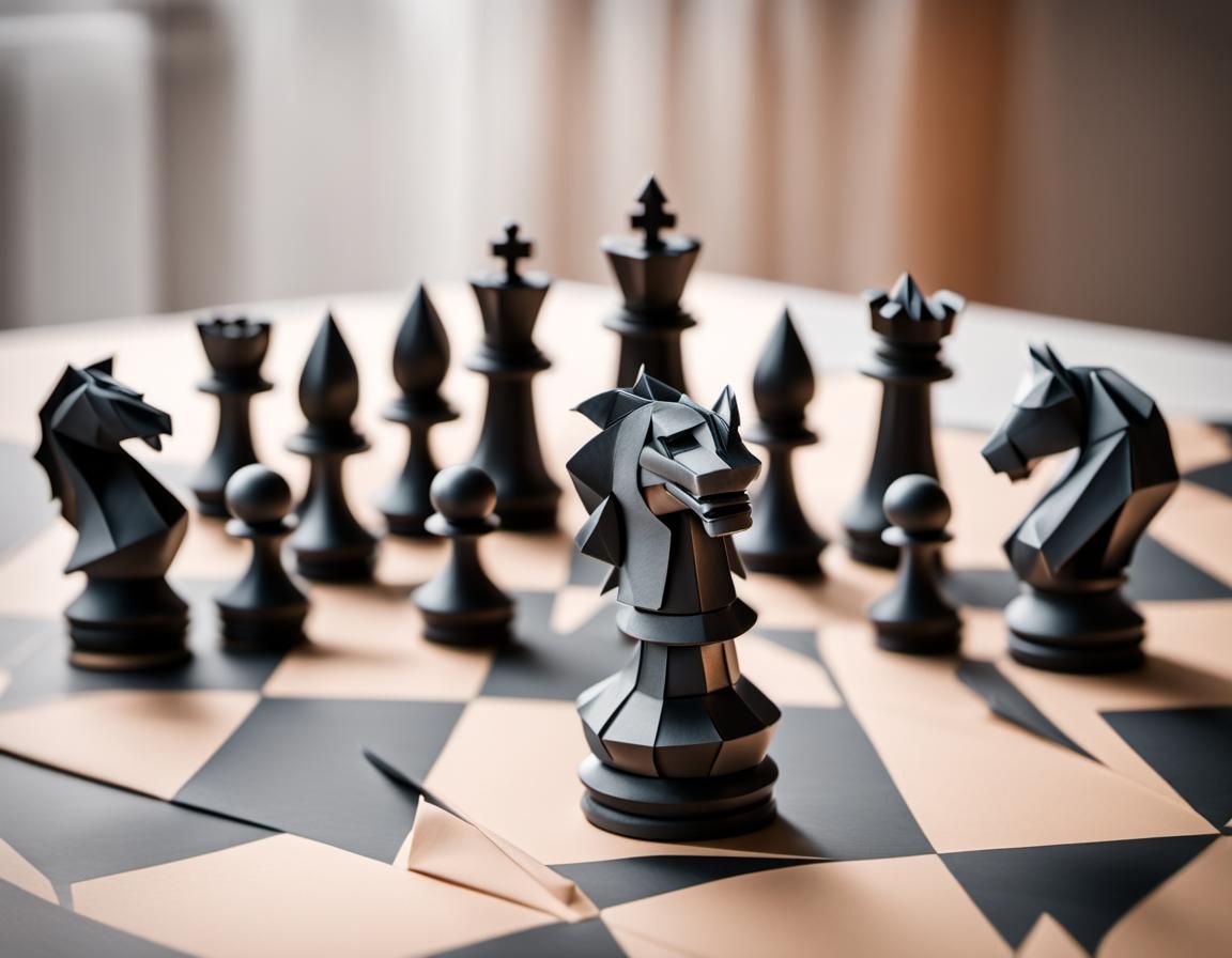 Animated Chessboard in Origami Papercraft Style