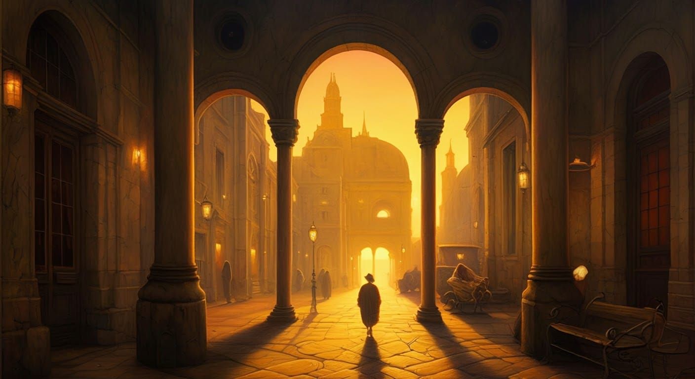 Golden Hour Oil Painting in Gurney Style