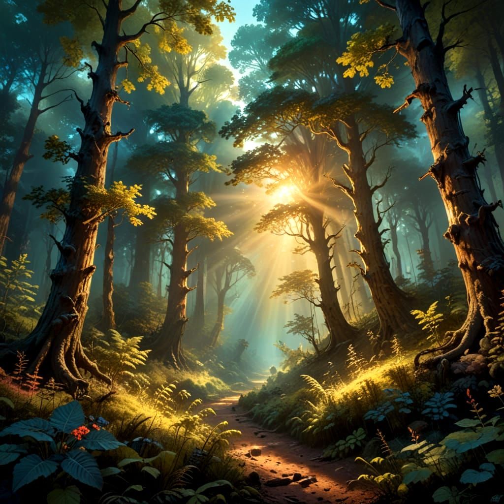 Cinematic Forest Landscape in Oil Glazing Technique