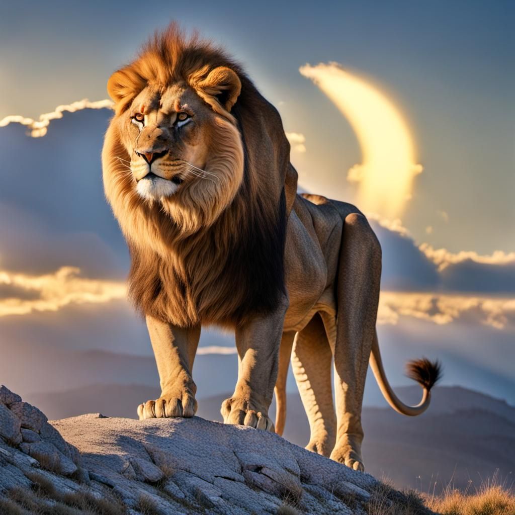 Simba the Lion Observes His Kingdom