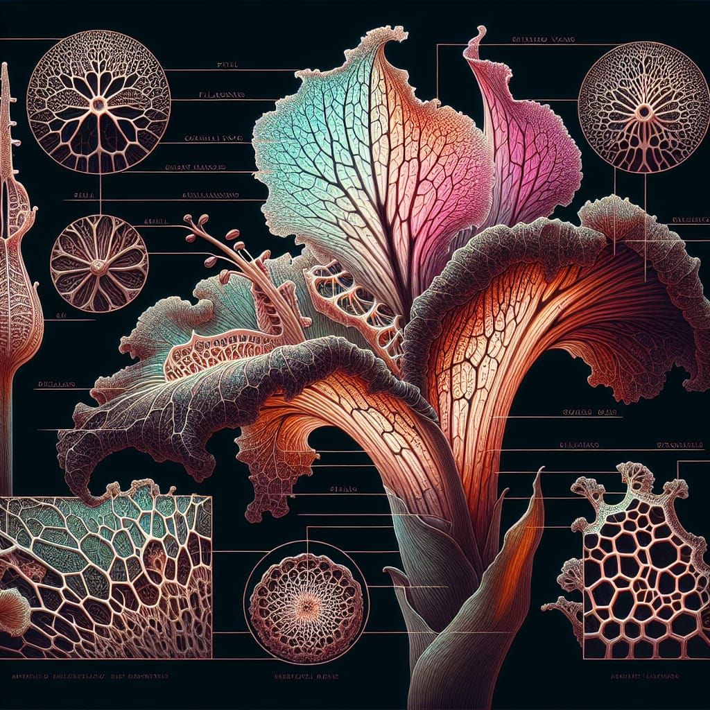 Detailed Botanical Illustration of a Hybrid Tacca Plant