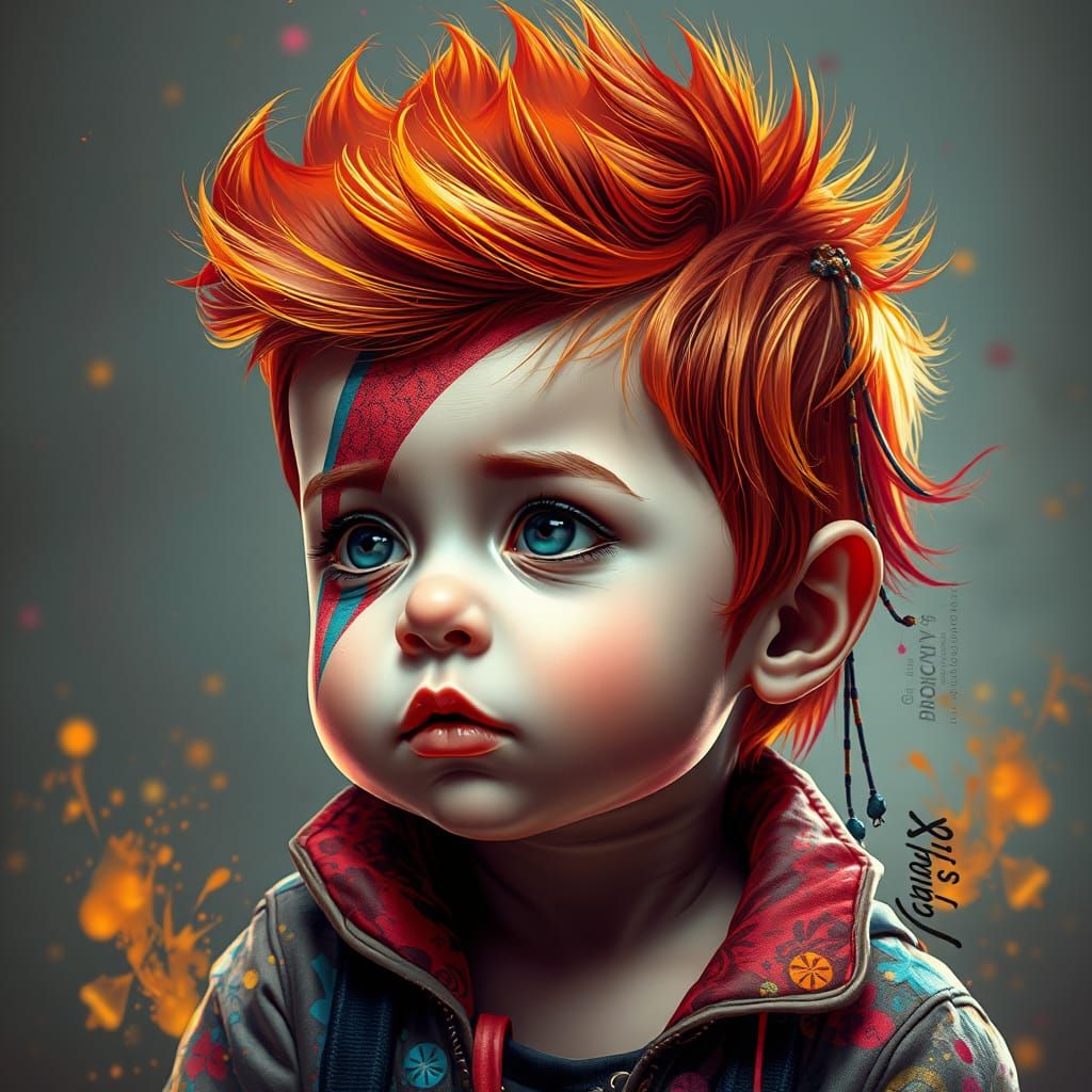 Baby as Ziggy Stardust in Dark Fantasy Art