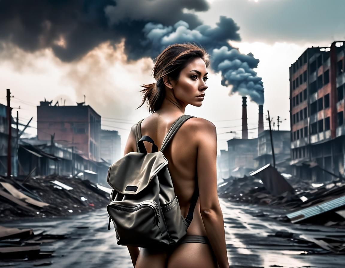 Stalker Girl in Dilapidated City: Cinematic Realism