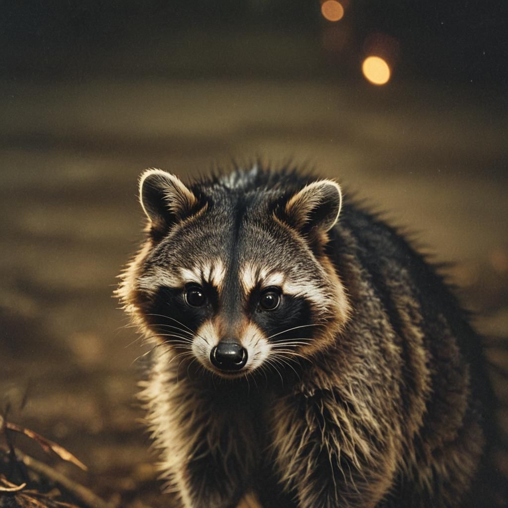 Cinematic Neo-Noir Raccoon Portrait