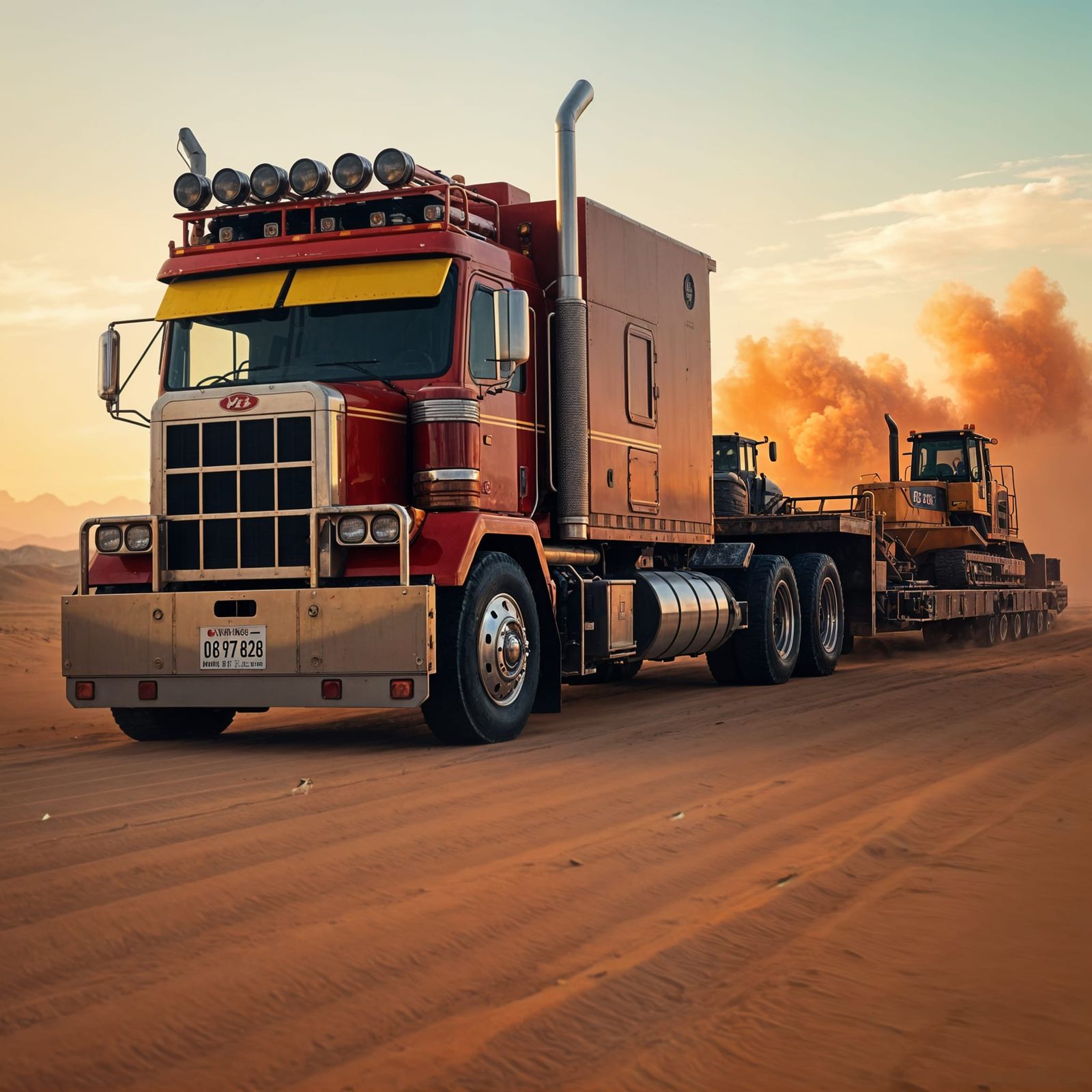 Epic Desert Construction Scene in Hyper-Realistic 3D