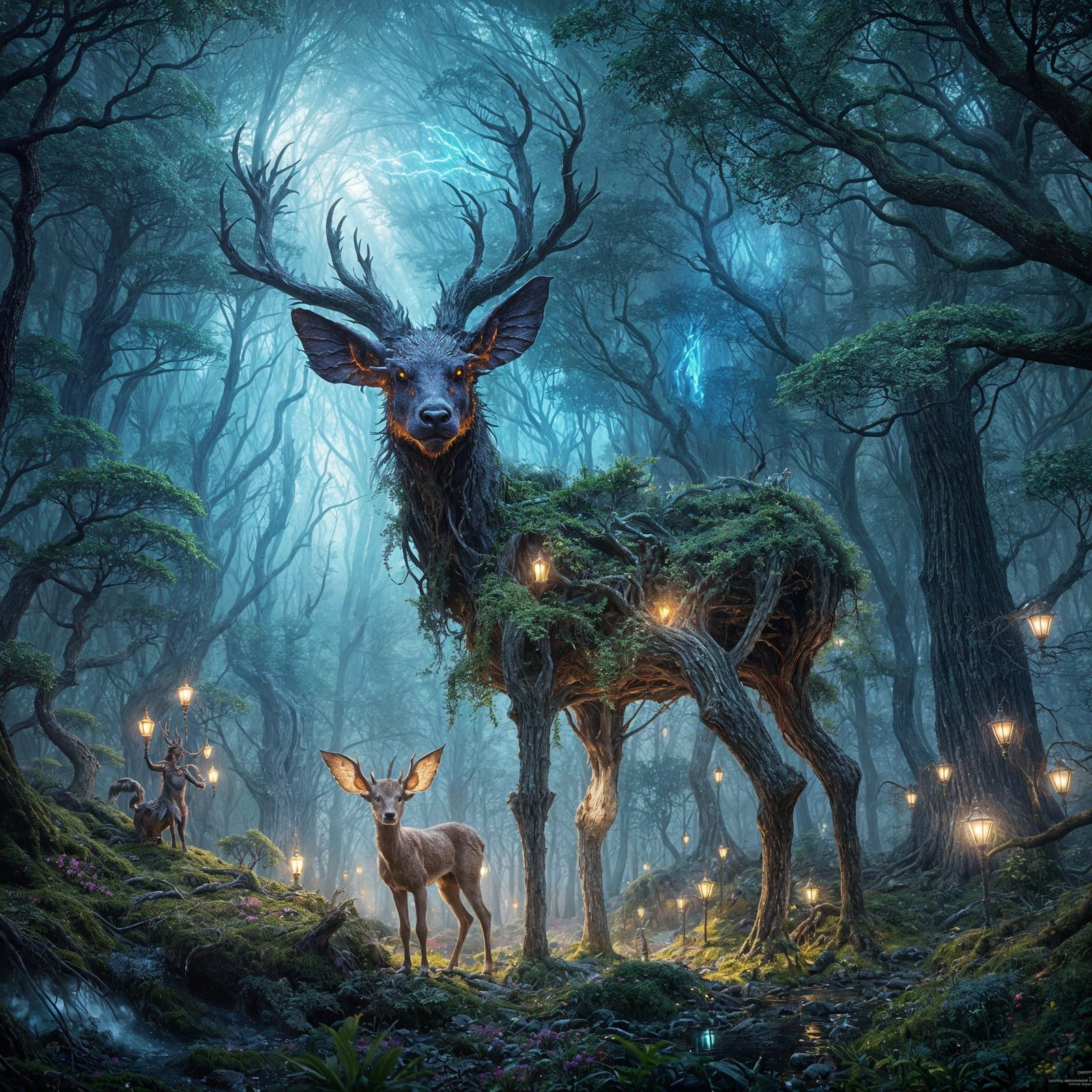Magical Forest with Mythical Creatures in Digital Art
