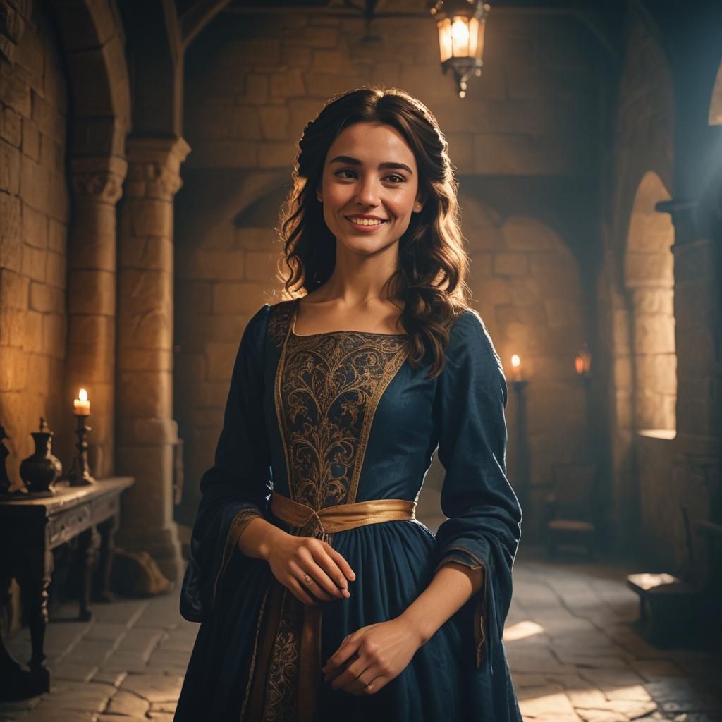 Medieval Princess in Dark Castle, Cinematic Lighting