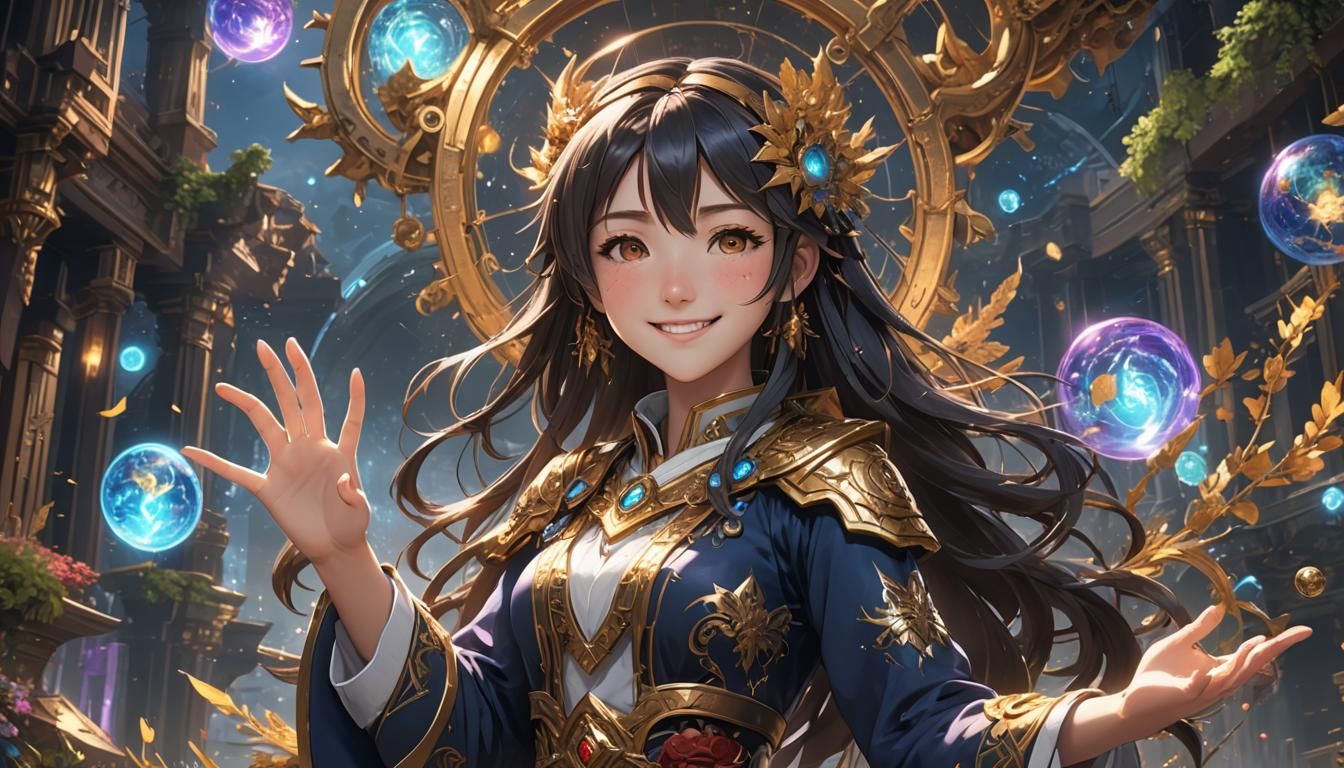 Girl Programming Blessed by God in Anime Style