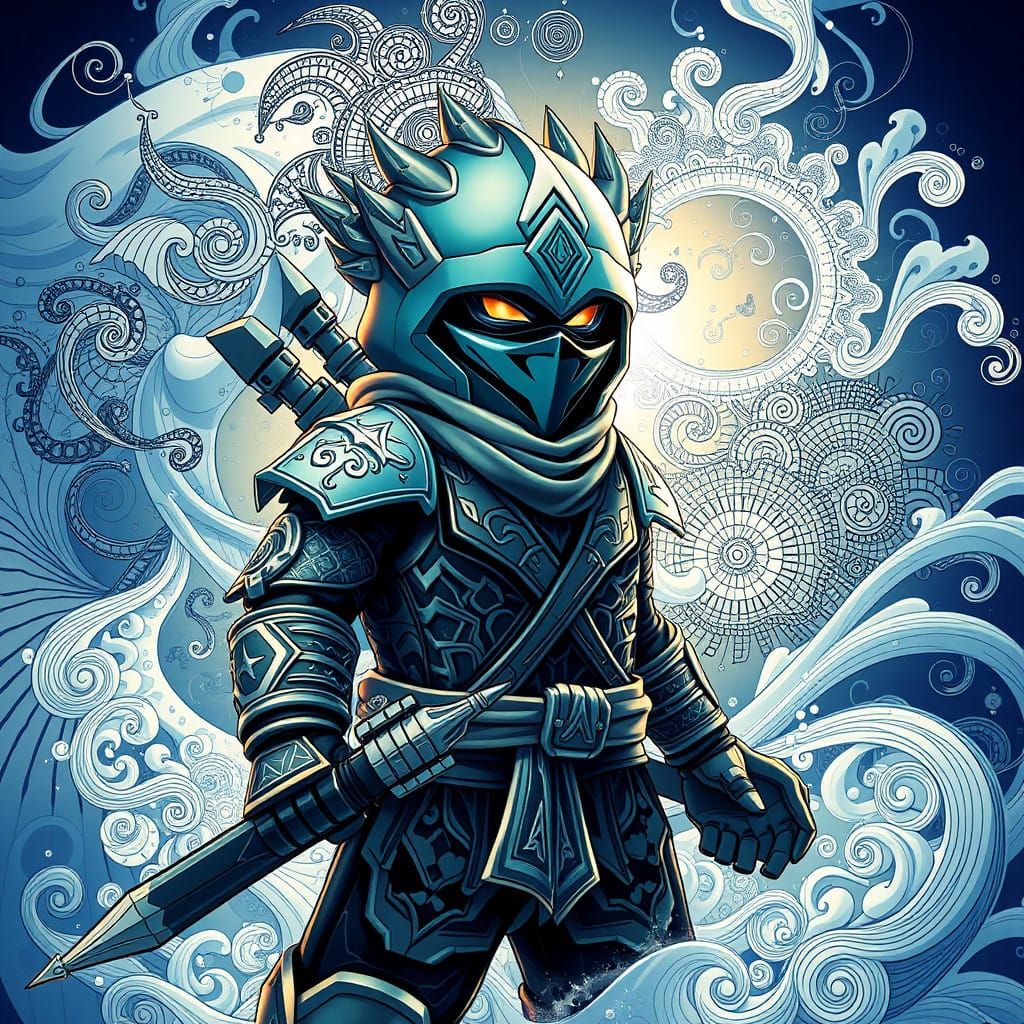 Ninja Emerging from Fractal Vortex