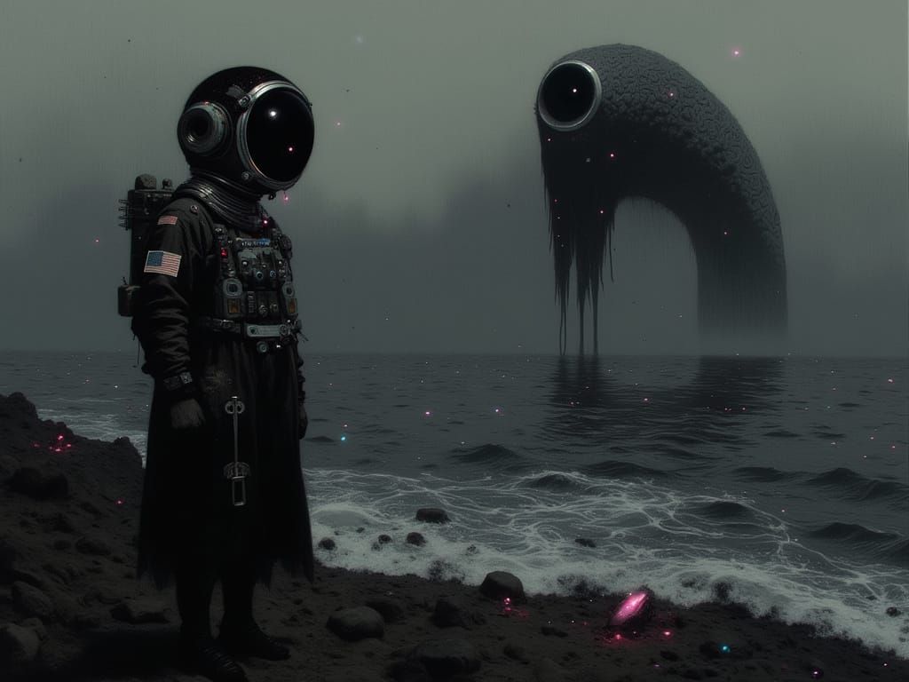 Astronaut Confronts the Dark Leviathan in a Haunting, Cyberp...