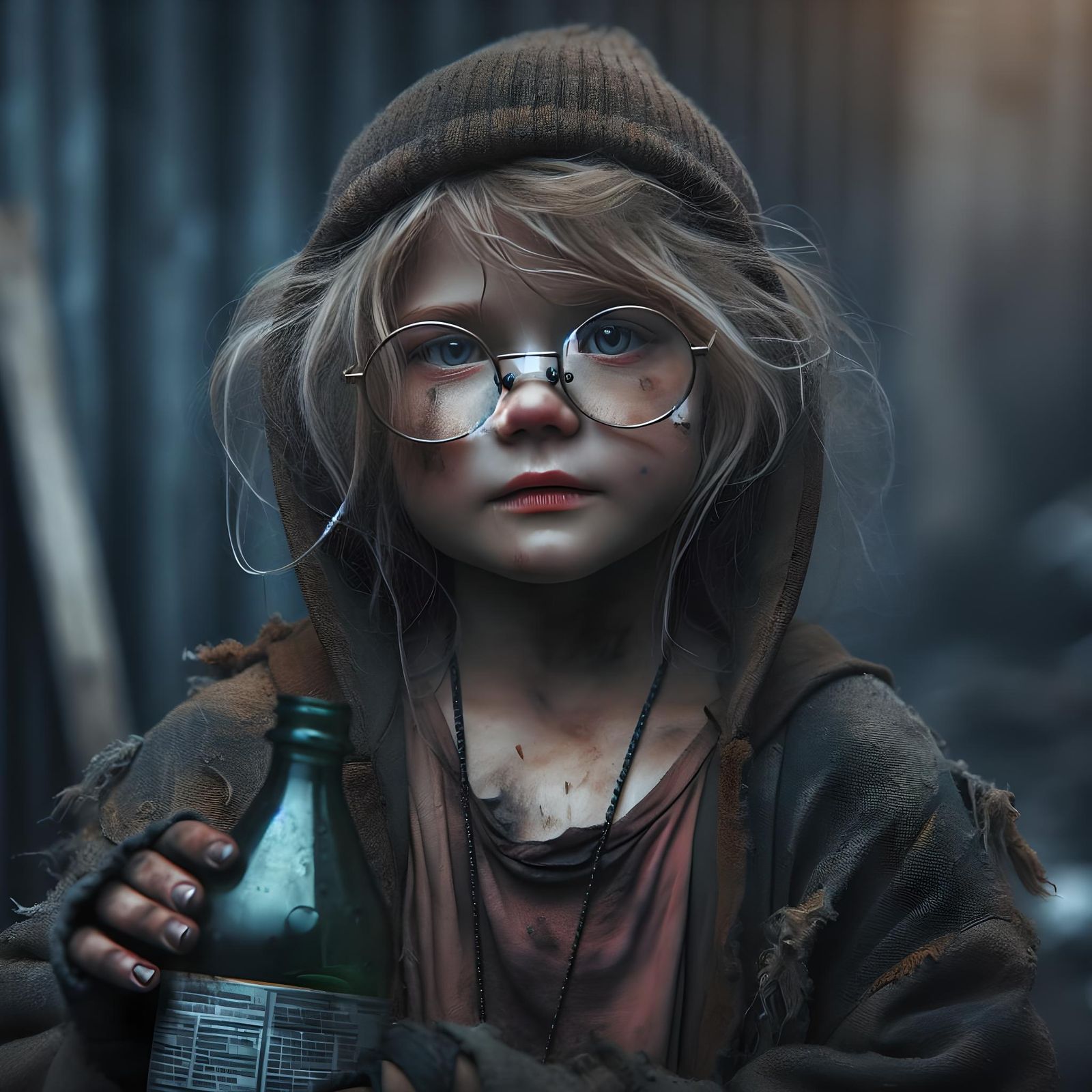 Resilient Girl Amidst Poverty and Despair